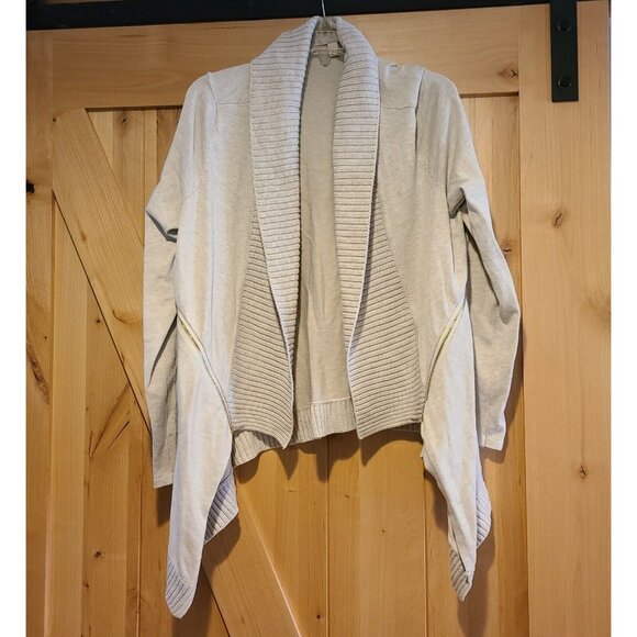 Dress Barn Woman XL Open Front Asymmetrical Hem Cardigan Sweater Zipper Accent - Picture 1 of 15